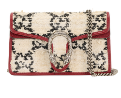 Super Mini Dionysus Tweed, Fabric/Leather, Beige/Red, 0959, 2*